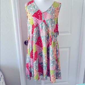 Haptic Colorful Patchwork Baby Doll Dress
Pockets V Neck OSFM SZ S-L